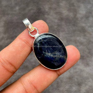 Pendentif en pierres précieuses véritables Bijoux faits main Pendentif en argent sterling 925 Bijoux en sodalite naturelle Pendentif vintage Cadeau pour elle - Product Image 1