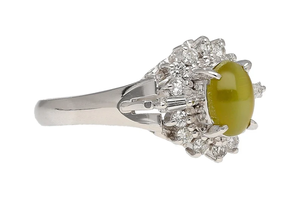 Bague vintage en citrine pour femme avec pavé de diamants, pierre précieuse ovale en forme de fleur, accessoires de bijoux de fiançailles - Product Image 4