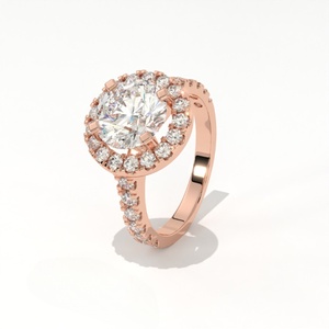 Anillo de compromiso Aarinya con diamante cultivado en laboratorio de corte arquitectónico en esquina, chapado en oro de 14K, engaste francés, certificado IGI, banda pavé y halo - Product Image 6