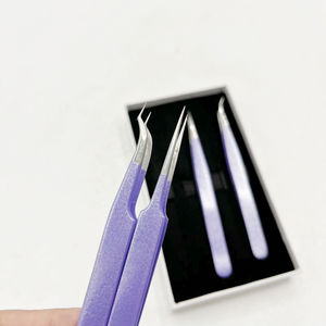 Pince à épiler de précision DANTRIC IMPLANTS MK-121 en acier inoxydable à pointe lisse et manche violet pour extensions de cils - Product Image 3