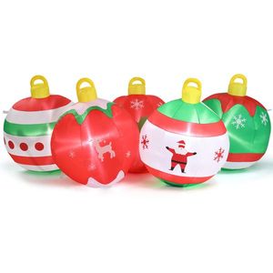 Decorazione Natalizia Gonfiabile in PVC Illuminata da 2,1 m, Divertente Set di Cinque Palline per Giardino con Luci Integrate - Product Image 1