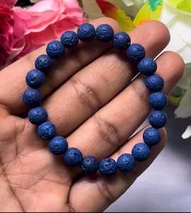 ลูกปัดลาพิสทรงกลม 8 มม. แกะสลักสำหรับทำสร้อยข้อมือ - Product Image 1