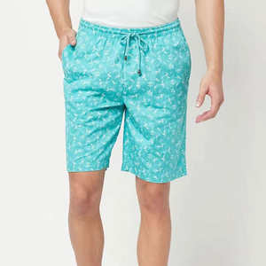 Pantalones Cortos Casuales Estampados Verde Menta para Hombre, 100% Poliéster, con Cordón, Estilo Urbano, Secado Rápido, Transpirables, para Uso Diario - Product Image 1