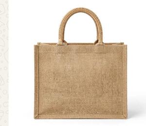Sac fourre-tout en jute avec garniture en dentelle blanche, style bohème, sac à poignée ouverte pour usage quotidien - Product Image 4