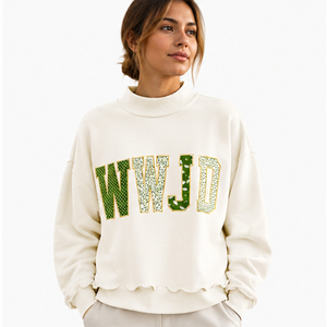เสื้อสเวตเตอร์คอเต่าขนาดใหญ่พิมพ์ลายเสือดาวพร้อมตัวอักษร WWJD ชายเสื้อระบาย สำหรับทุกเพศ สวมใส่สบายๆ ในฤดูใบไม้ร่วง - Product Image 2