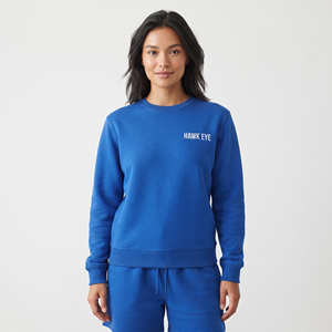 Women's Oversized Cotton <b>Fleece</b> Sweatshirt solid <b>royal</b> <b>blue</b> color Crew Neck Long Sleeve Custom Design Casual Wholesale Clothing - Product Image 3