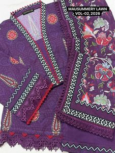 MAUSUMMERY LAWN VOL-2 Ensemble 3 pièces brodé prêt-à-porter en coton pour fête d'été, comprenant chemise, dupatta et salwar en dentelle - Product Image 2