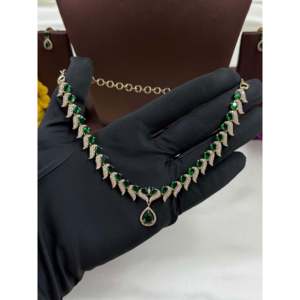 Indian Ethnic Zoya Victorian Delicate Gold-Plated Steel Bridal Necklace & Earring Set - Product Image 3
