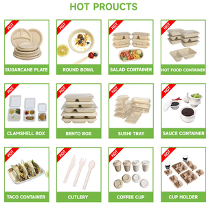 Bandeja de comida de 5 compartimentos, ecológica, biodegradable, desechable, hecha de bagazo de caña de azúcar para uso en catering. - Product Image 3