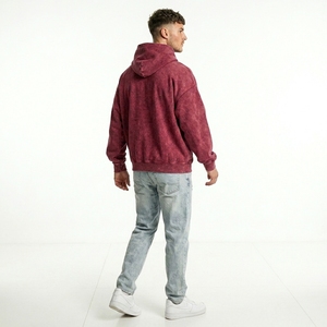 Sweat à capuche homme en molleton de coton épais, style vintage High Street, avec patch chenille personnalisé, épaules tombantes, haut streetwear rétro - Product Image 5