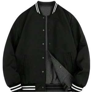 Chaqueta universitaria de béisbol ligera de moda para hombre, ropa casual de invierno, logotipo personalizado, color negro. - Product Image 1