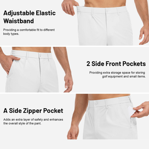 Pantalones de Golf para Hombre al por Mayor, Ligeros, Transpirables, Impermeables, de Poliéster, Cintura Media, Estilo Casual, Diseño de Frente Plano, Corte Recto - Product Image 5