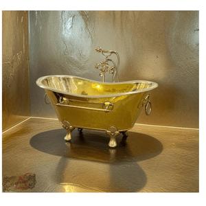 Bañera de Hidromasaje Ovalada de Lujo, Vintage, de Cobre, Independiente, Hecha a Mano, con Patas de Gato, Duradera, Portátil, Elegante y Ecológica para Hoteles - Product Image 4