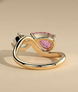 Pink Pear & Round Cut Diamond Toi Et Moi Ring in Yellow Gold Unique Engagement Ring for Women Luxury Lab Grown Diamond Jewelry - Product Image 3
