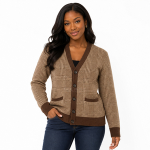 Cosh International Sisterhood Sorority Women Autumn Winter Printed Knit <b>Cardigan</b> <b>Sweater</b> Casual V Neck Button Front Long Sleeve - Product Image 1