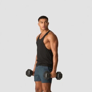 Men's Black Sleeveless Tank <b>Top</b> O-Neck Solid Knitted Casual Wear - Product Image 2