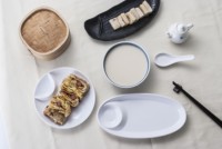 Assiette à dumplings en mélamine à 2 compartiments, 200 mm, assiette ronde divisée avec bol à sauce intégré pour restaurant, gyoza, sans BPA