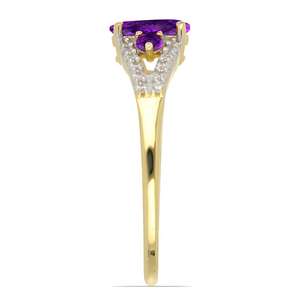 Three Stone Amethyst Luxury <b>Split</b> Shank Fine Jewelry <b>Rings</b> With Lab Grown Diamonds <b>Ring</b> 18k Gold Engagement <b>Ring</b> For Women - Product Image 3