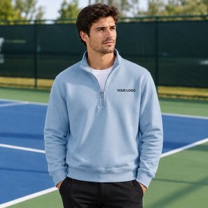 Sweat-shirt à col zippé pour homme avec design de col minimaliste et épuré pour la mode masculine moderne, vente en gros - Product Image 2