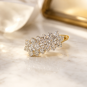 Attractive 14K <b>Gold</b> Women <b>Ring</b> with Brilliant Diamond Look Stones Premium Party Wear Jewelry Supplier - Product Image 2