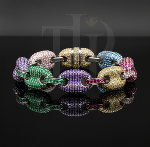 Luxury <b>Rainbow</b> Diamond Link <b>Bracelet</b> 14KT 10KT Silver 925 10CT Color Premium Multi Color Designer Statement Jewelry Piece - Product Image 1