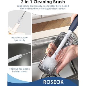Spazzola 2-in-1 Blu Navy con Manico Lungo per Pulizia Bottiglie e Cannucce, per Bottiglie Sportive in Vetro e Tazze da Caffè, Confezione da 1 - Product Image 4