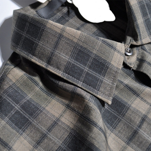 Chemise décontractée à manches longues à carreaux pour homme, col boutonné, 100 % coton popeline respirant, idéale pour l'automne, chemise courte boutonnée pour homme - Product Image 2