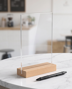 Porta Menús y Letreros Desmontables de Acrílico Transparente Elegante y Personalizado con Base de Plástico - Product Image 2
