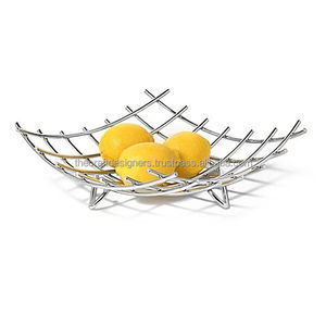 Organizador de cesta de alambre con patrón de última tendencia para Decoración de mesa, cesta de encimera niquelada de alta calidad, estante de exhibición de frutas - Product Image 1