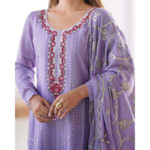 Beautiful Party Wear <b>Suit</b> Set with Thread and Sequence Work Size XL - Product Image 5