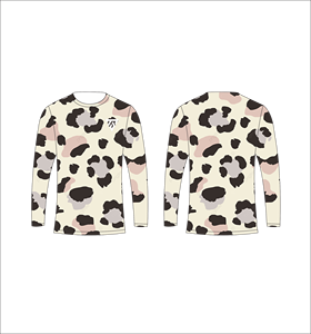 Camiseta de Manga Larga para Hombre, Color Rosa Crema, Estampado de Leopardo, Cuello Redondo, Estilo Casual, Ropa Deportiva, para Gimnasio y Entrenamiento - Product Image 1