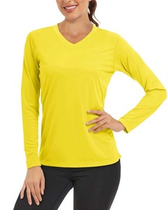 Soft women V neck t shirt cotton blend tee Long sleeve breathable fabric casual wear fit summer top everyday outfit for women - Product Image 1