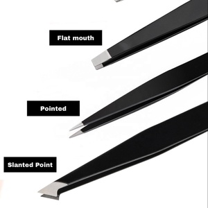Pince à épiler pour sourcils noir mat en acier inoxydable pour usage professionnel et domestique - Product Image 1