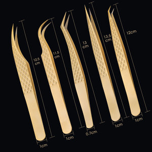 Pinces professionnelles pour extensions de cils, antidérapantes, en acier inoxydable, à pointe en fibre, pour volume, avec logo personnalisé, qualité salon - Product Image 5
