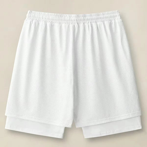 <b>Men's</b> <b>White</b> Breathable Canvas Bermuda <b>Shorts</b> Elastic Waist Casual Sport Style Polyester/Cotton Mid Length Solid Pattern Pockets - Product Image 2