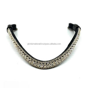 Último diseño equitación ecuestre cuero genuino plata cristales diamantes de imitación caballo brida ceja banda Fabricante Mayorista - Product Image 4