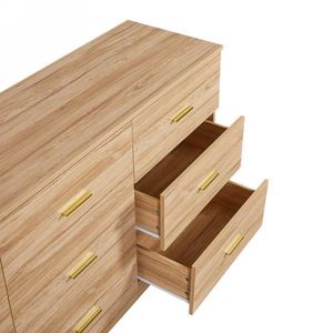 Comò Moderno a 9 Cassetti in Legno Naturale, Ampia Cassettiera per Camera da Letto o Hotel, Ampio Spazio di Archiviazione, Robusto e Sicuro, Arredamento per la Casa - Product Image 3
