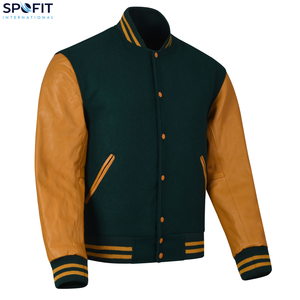 แจ็คเก็ตวาร์ซิตี้ขนสัตว์แท้ 100% คุณภาพสูงสำหรับผู้ชาย ปรับแต่งได้ตามต้องการ แจ็คเก็ตบอมเบอร์น้ำหนักเบา สไตล์วินเทจ สำหรับฤดูหนาว ขายส่ง - Product Image 5