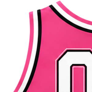 Haut court de cheerleading rose vif, blanc et noir pour femme, sans manches, col en V, pour performance athlétique, uniforme d'équipe de cheerleading, compétition - Product Image 5