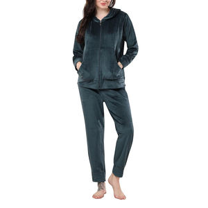 Stylish Ladies Hooded <b>Velour</b> <b>Tracksuit</b> Matching Set Drawstring Closure Quick Dry Soft Casual Two Piece Sportswear Winter Fleece - Product Image 3