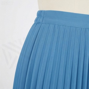 Women Pleated Chiffon Midi <b>Skirt</b> Solid Color Knee Length Regular Waistline Organza Fabric All Seasons Style - Product Image 5