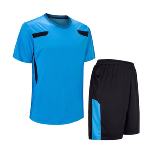 <b>Men</b> Blue Soccer Jersey Set Short Sleeve Crew Neck Moisture Wicking Elastic Waist Shorts All Seasons Polyester Sportwear - Product Image 1