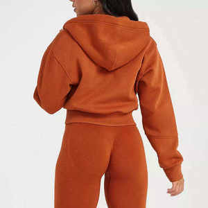 Hoodie court léger pour femme avec logo personnalisé, style streetwear, respirant, épaules tombantes, fermeture éclair intégrale - Product Image 2