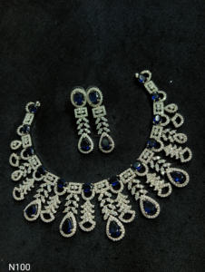 Classic American Diamond Bridal Jewelry <b>Set</b> Two-Piece Necklace and Earrings for Wedding Fashionable Classic Style - Product Image 2