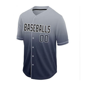 Camiseta de Béisbol Personalizada con Estampado Tejido ODM, Manga Corta para Hombre, Gris Marino Degradado, Cuello en V, Informal, Transpirable, para Verano - Product Image 6