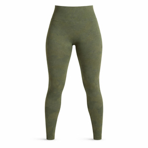 High Waist Full Length Yoga Leggings Solid Olive Green Seamless Stretchy Workout Pants For Gym Fitness Running - Product Image 1