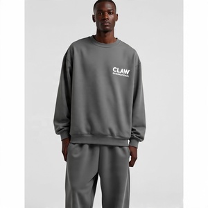 Custom Stacked Heavyweight Jogger pantalones de chándal holgados y Sudadera con capucha Set 2 piezas Fleece Men Sweatsuits Pullover Chándales para hombres - Product Image 3