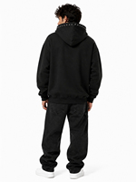 Sweat à capuche zippé noir surdimensionné pour homme, personnalisé, avec imprimé graffitis effet éclaboussures de peinture et clous, en molleton 100% coton, style streetwear tendance