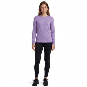 T-shirt pour femme à col rond, couleur unie, 100% coton, coupe classique, manches longues, t-shirts décontractés de couleur unie, best-seller, en provenance du Bangladesh - Product Image 5