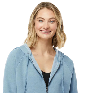 Sudadera con capucha de algodón y forro polar para mujer, con cremallera completa, ligera, informal, OEM, ODM, venta al por mayor - Product Image 3